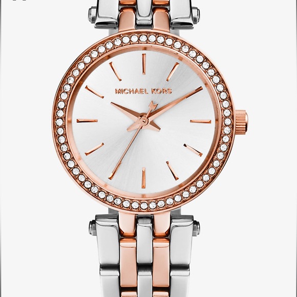 Michael Kors Petite Darci Silver and Rose Gold-Tone Watch